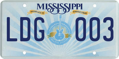 MS license plate LDG003