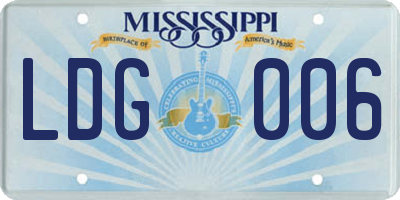 MS license plate LDG006