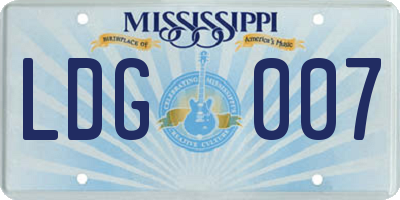 MS license plate LDG007