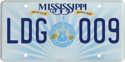 MS license plate LDG009