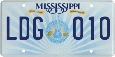 MS license plate LDG010