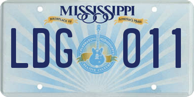 MS license plate LDG011