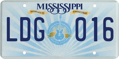 MS license plate LDG016