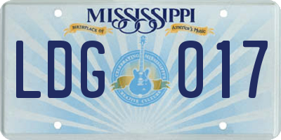 MS license plate LDG017