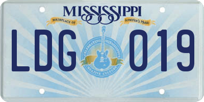 MS license plate LDG019