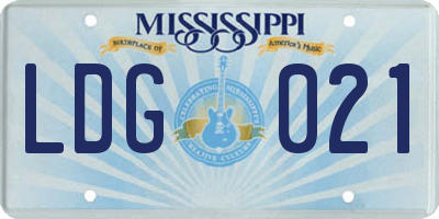 MS license plate LDG021