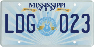 MS license plate LDG023