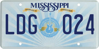 MS license plate LDG024