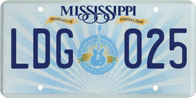 MS license plate LDG025