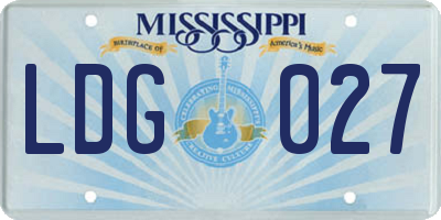 MS license plate LDG027