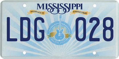 MS license plate LDG028
