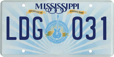 MS license plate LDG031
