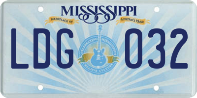 MS license plate LDG032