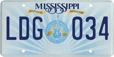 MS license plate LDG034
