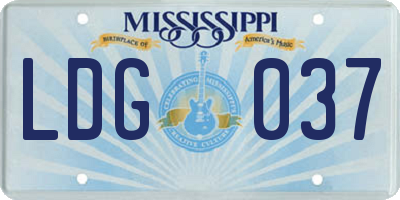 MS license plate LDG037