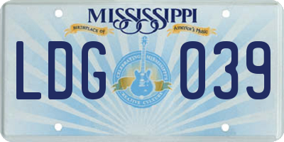 MS license plate LDG039