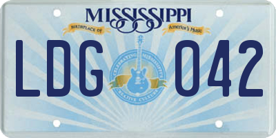 MS license plate LDG042