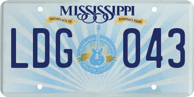 MS license plate LDG043