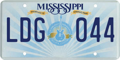 MS license plate LDG044