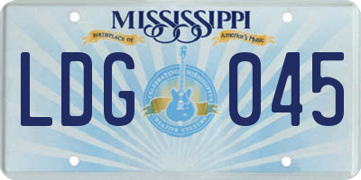 MS license plate LDG045