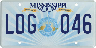 MS license plate LDG046