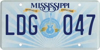 MS license plate LDG047