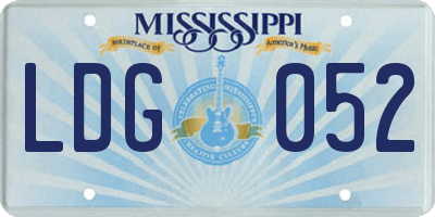 MS license plate LDG052