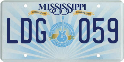MS license plate LDG059