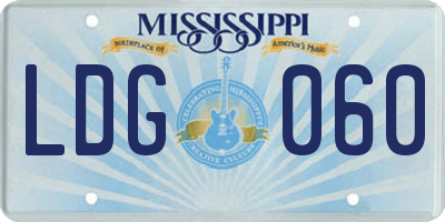 MS license plate LDG060