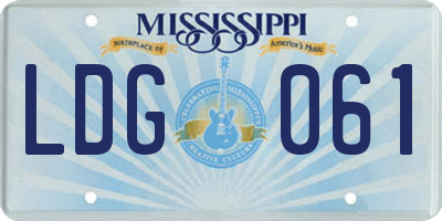 MS license plate LDG061