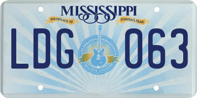 MS license plate LDG063
