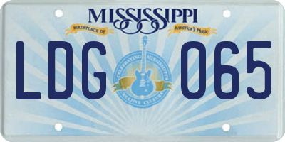 MS license plate LDG065