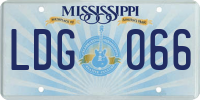 MS license plate LDG066