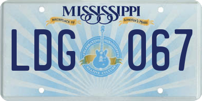 MS license plate LDG067
