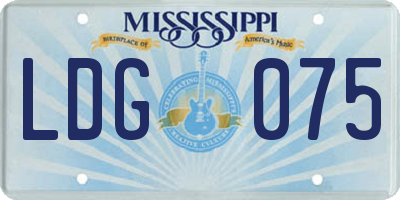 MS license plate LDG075