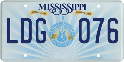 MS license plate LDG076