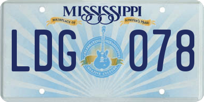 MS license plate LDG078
