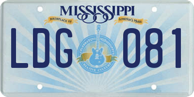 MS license plate LDG081