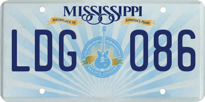 MS license plate LDG086