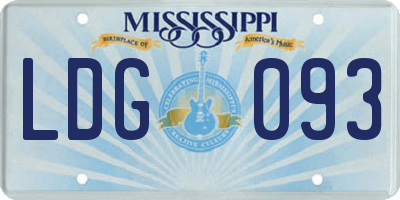 MS license plate LDG093