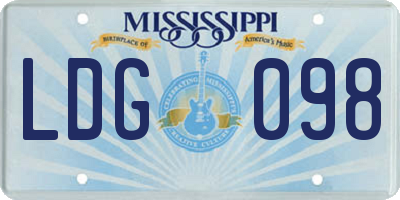 MS license plate LDG098