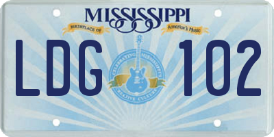 MS license plate LDG102