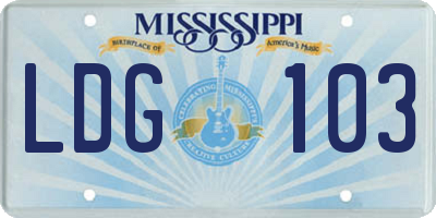 MS license plate LDG103