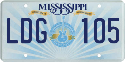 MS license plate LDG105