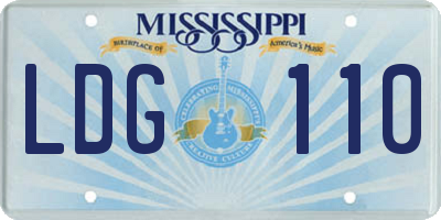 MS license plate LDG110