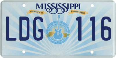 MS license plate LDG116