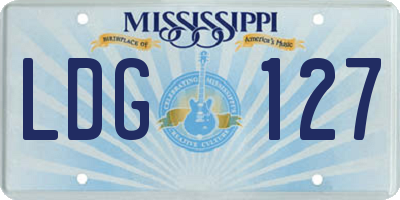 MS license plate LDG127