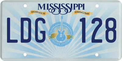 MS license plate LDG128