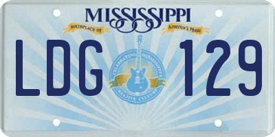 MS license plate LDG129