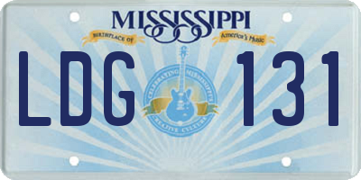MS license plate LDG131